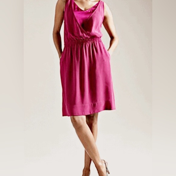 Eileen Fisher Women’s Pink Silk Georgette Midi Dress Size XS - Picture 1 of 10